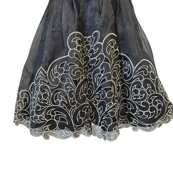 Karen Millen Black Gold Lace & Tulle A-Line Mini Dress Size 6